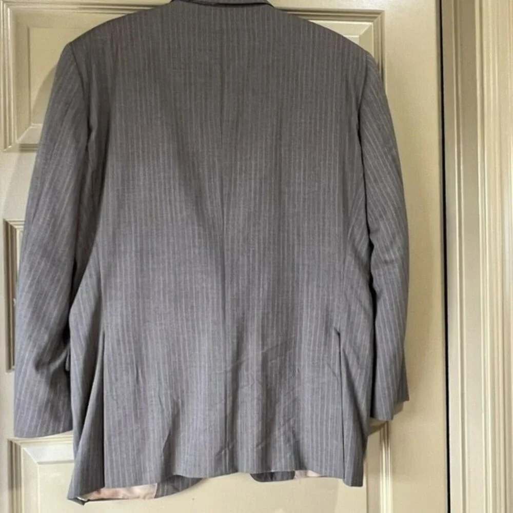 PETER MILLAR Crown Wool Mens Gray Striped Blazer Sport Coat Jacket